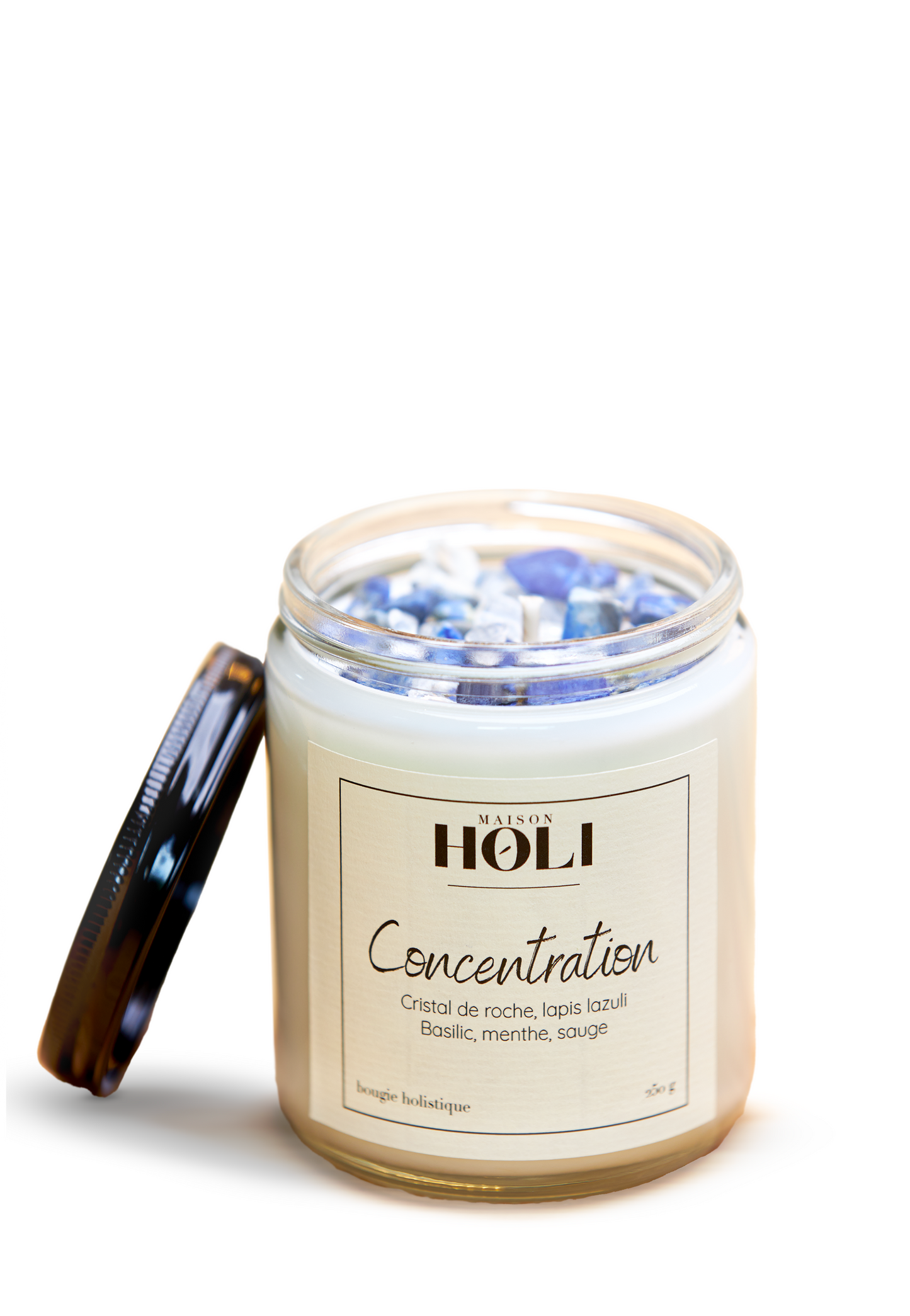 Concentration Candle - Lapis Lazuli & Basil, mint, sage