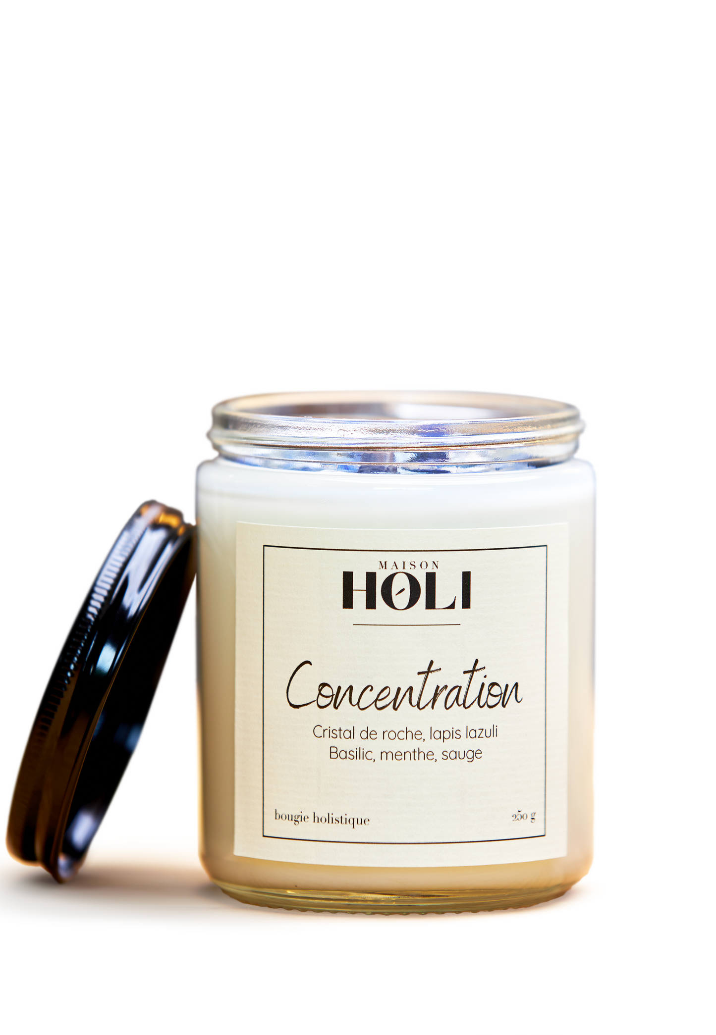 Concentration Candle - Lapis Lazuli & Basil, mint, sage