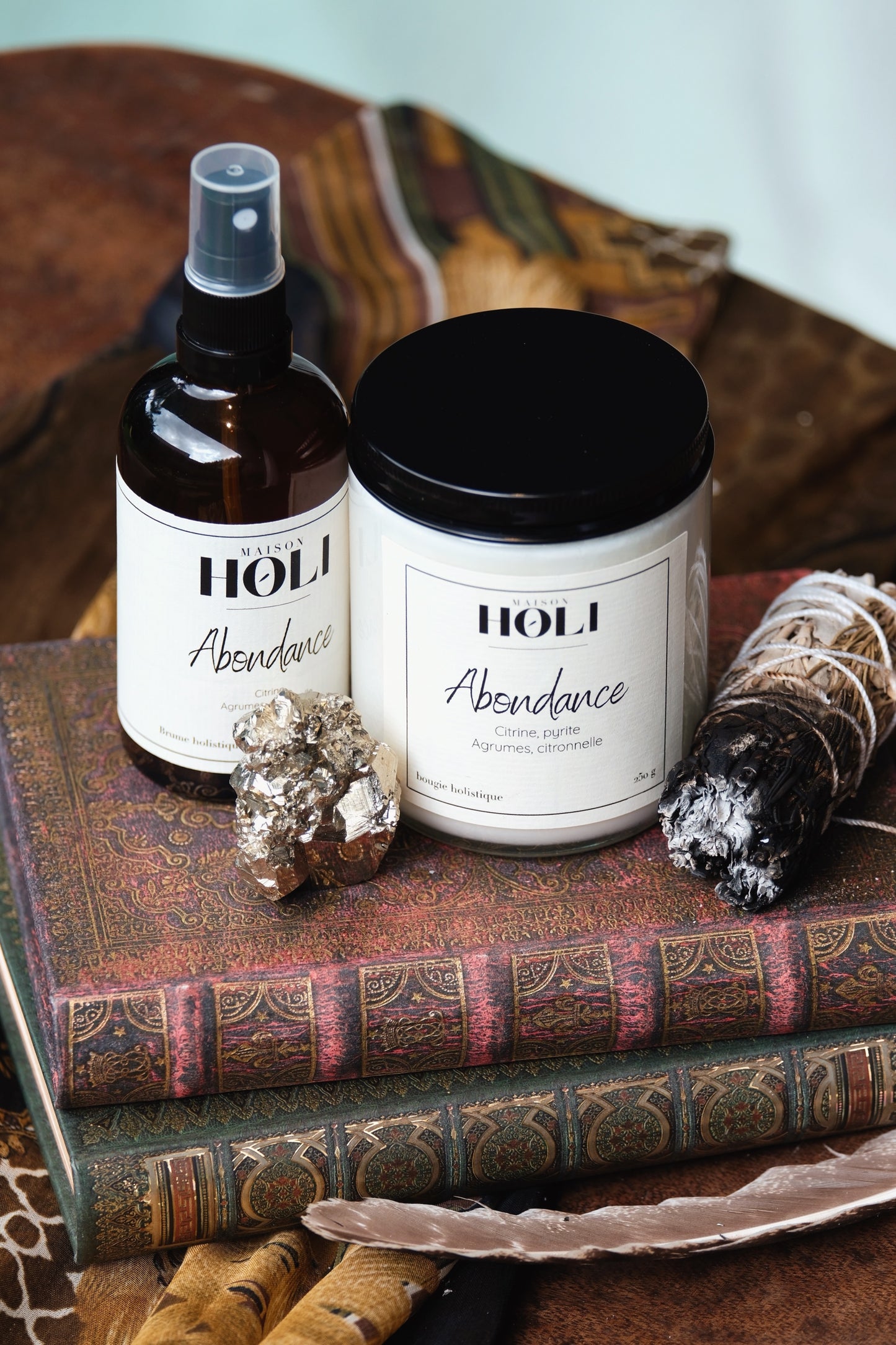 Abundance Candle - Citrine & Pyrite